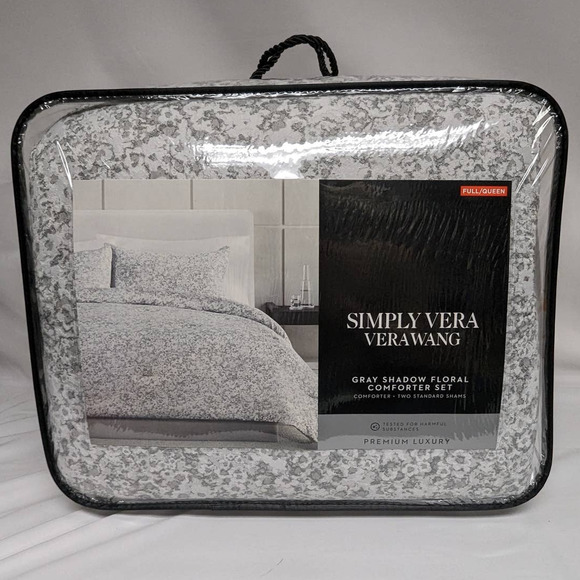 Simply Vera Vera Wang Gray Floral Impressions 3 Piece Comforter Set Full / Queen - Picture 2 of 7